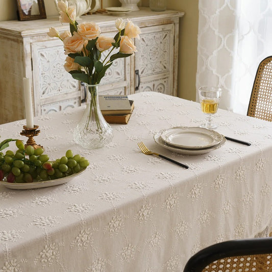 Rectangle Lace Tablecloth Vintage Embroidery Lace Table Cover