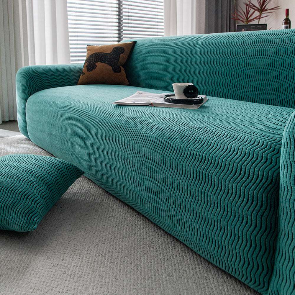 Plush Fleece Stretchy Sofa Cove Soft Cozy Textured Geometric Couch Cover