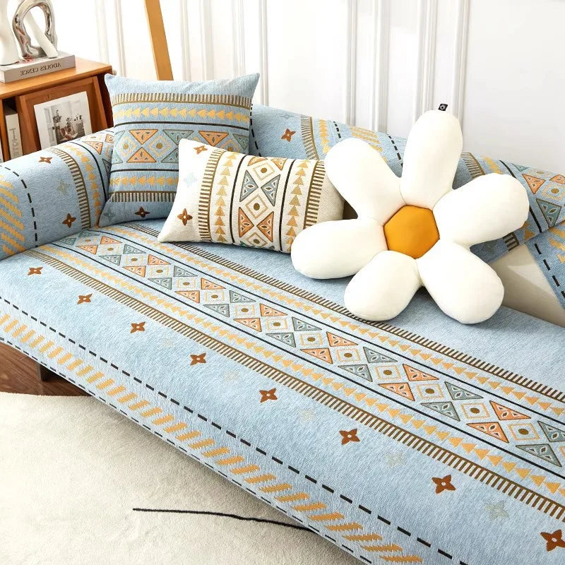 Boho Chenille I-shaped Sofa Cover Universal Non-slip Cushion Couch Cover
