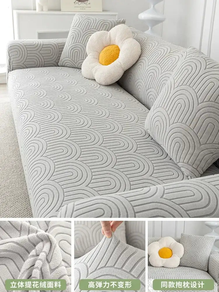 Cozy Thick Elastic Sofa Slipcover for Living Room Stretchy Couch Cover