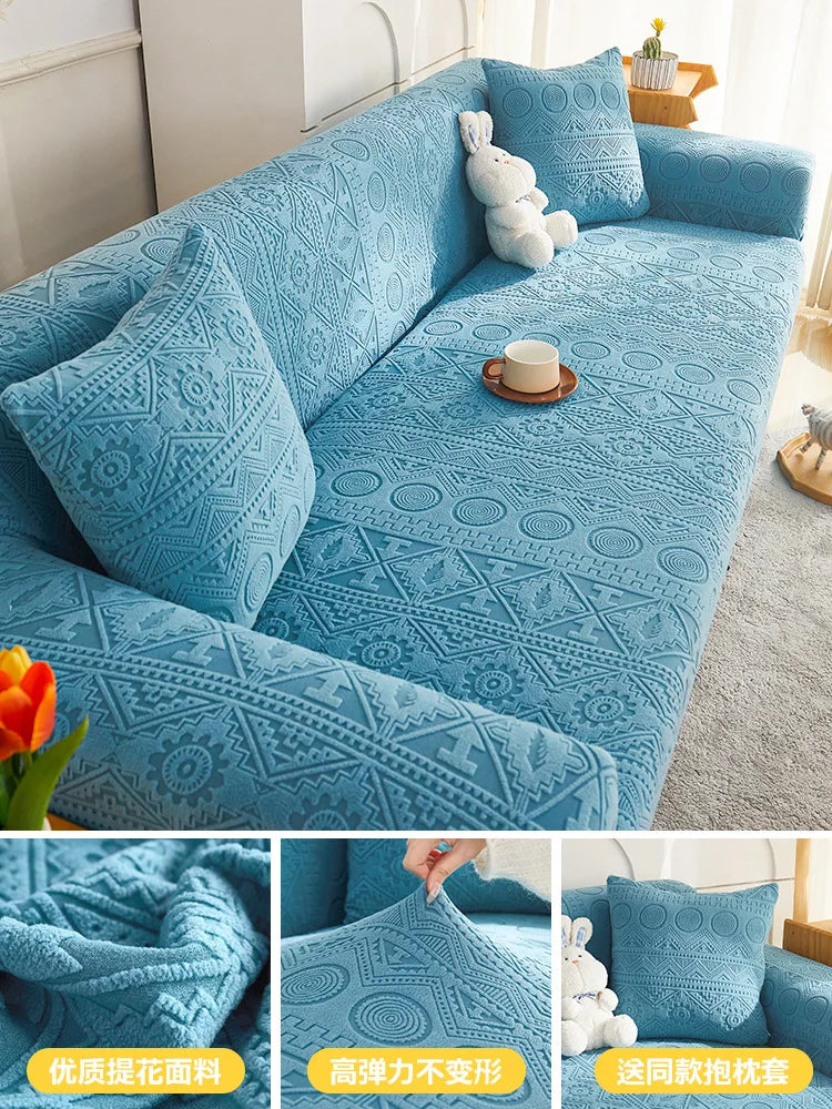 Thick Elastic Sofa Cover Slipcover Stretchy Polar Fleece Seater Corner Couch Cover
