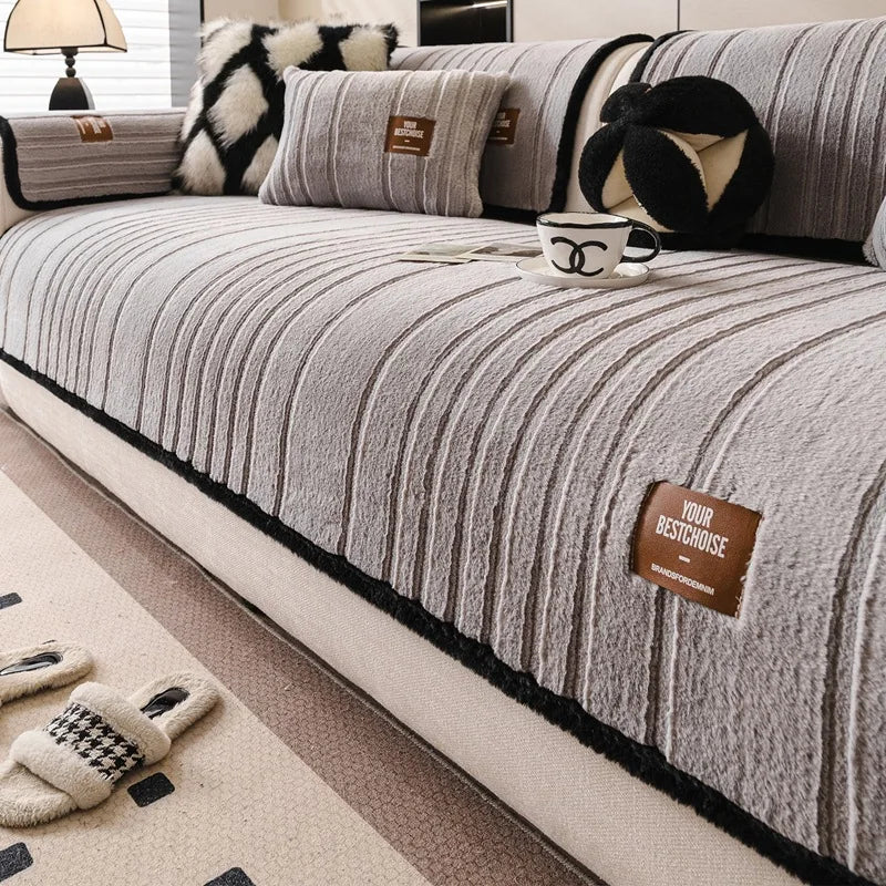 Coral Fleece Chair Mat Slipcover Universal Plush Cushion Cover