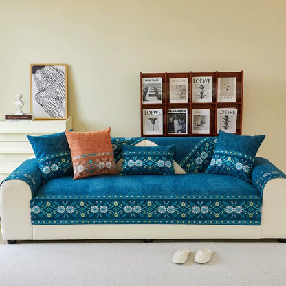 Boho Durable I-shaped Sofa Cover Anti-scratch Cushion Couch Cover Non-slip Slipcover 