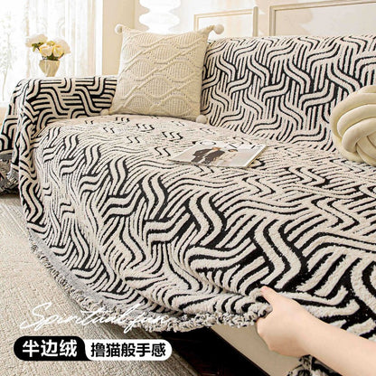 Plush Sherpa Sofa Throw Cover for Sectional Throw Blanket Furniture Protector
