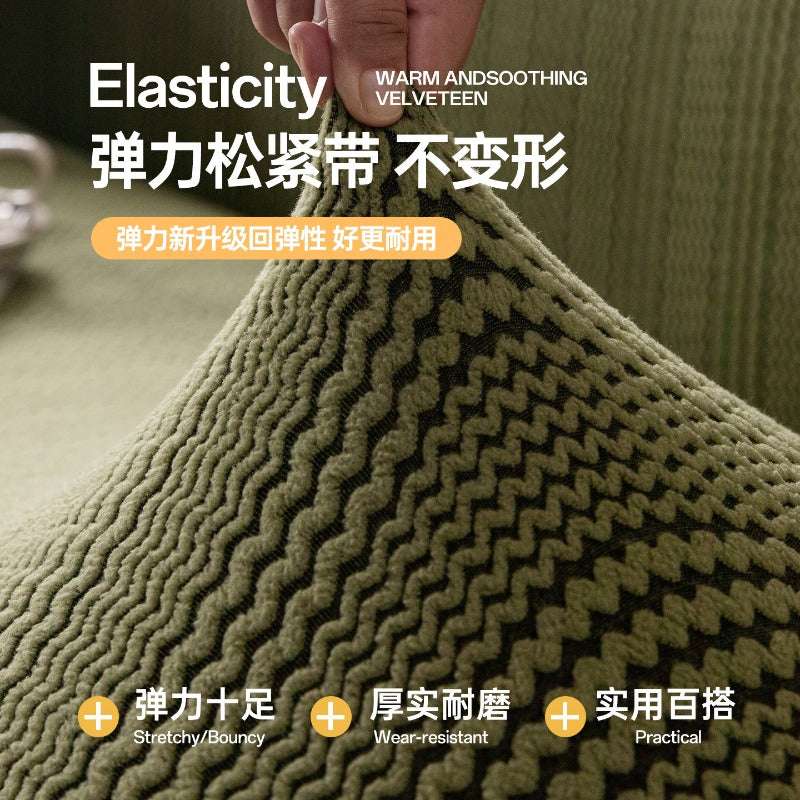 Stretchy Sofa Cover Cozy Plush Fleece Sofa Slipcover Durable Futon Cover