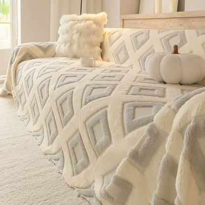 Bohemian Tufted Sofa Cover Soft Sherpa Fleece Throw Blanket