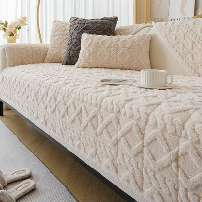 Cozy Plush Sofa Cushion Cover Velvet Seat Chair Cover Durable Slipcover