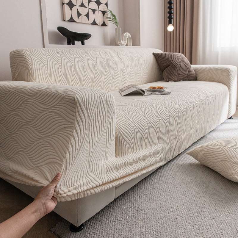 Durable Cozy Sofa Slipcover Stretchy Sofa Cover with 3D Organic Texture