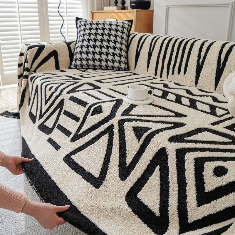 Boho Plush Couch Cover Bohemian Throw Blanket Cozy Chair Sofa Covers