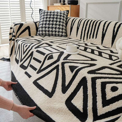 Boho Plush Couch Cover Bohemian Throw Blanket Cozy Chair Sofa Covers