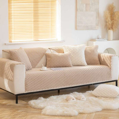 Cozy Fur Sofa Slipcover Warm Rabbit Fur Chair Mat Non-slip Seat Cushion Cover