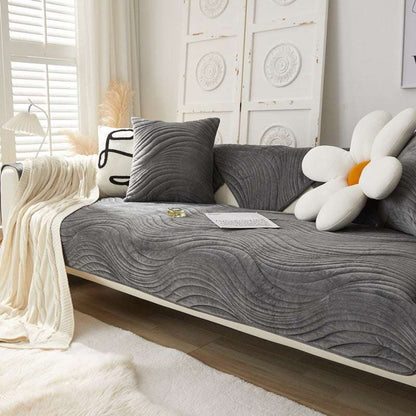 Soft Velvet Sofa Mat Non-Slip Cozy Couch Chair Cover Durable Slipcover