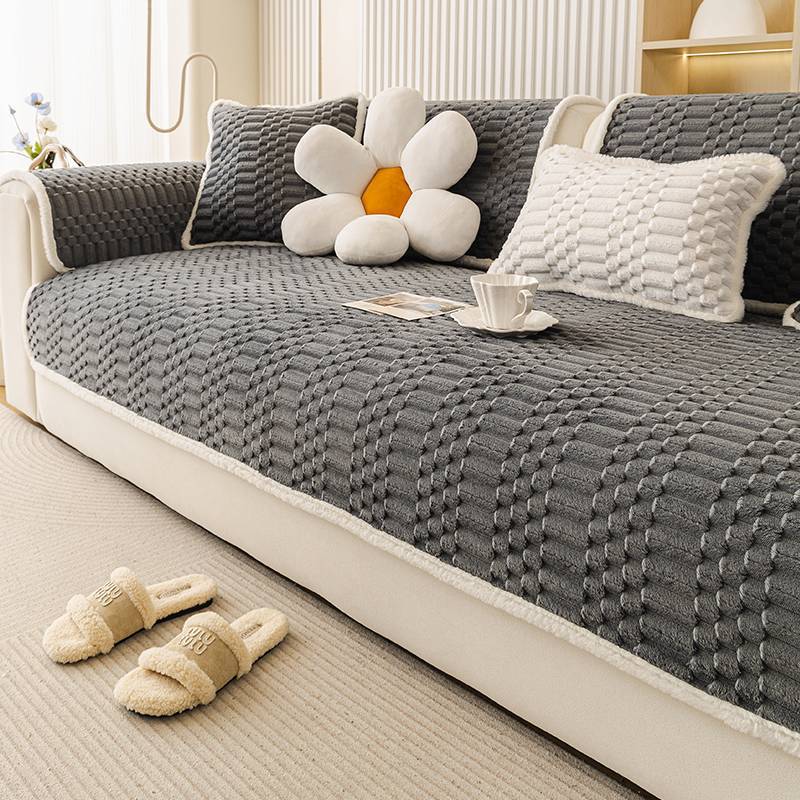 Cozy Plush Sofa Chair Mat Cover Thickened Non-slip Seat Cushion Cover