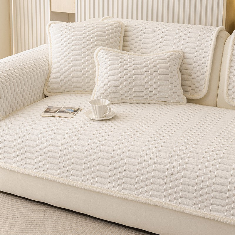 Cozy Plush Sofa Chair Mat Cover Thickened Non-slip Seat Cushion Cover