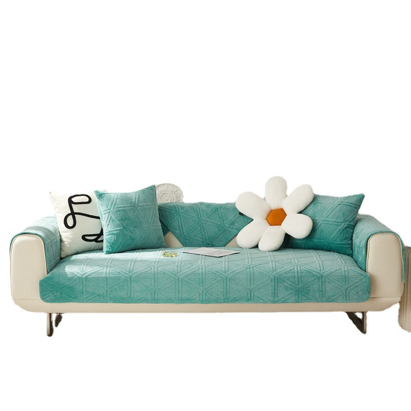 Soft Velvet Sofa Mat Non-Slip Cozy Couch Chair Cover Durable Slipcover
