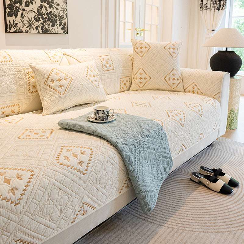 Skin-friendly Cotton Sofa Cover Anti-slip Couch Cover Soft Cushion Mat