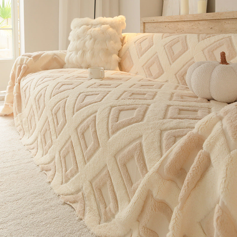 Bohemian Tufted Sofa Cover Soft Sherpa Fleece Throw Blanket