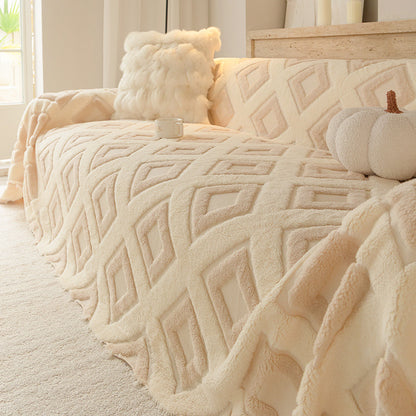 Bohemian Tufted Sofa Cover Soft Sherpa Fleece Throw Blanket