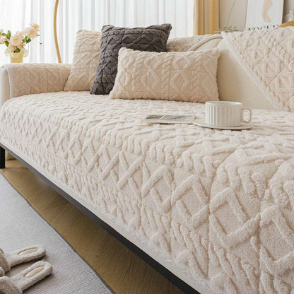 Cozy Plush Sofa Cushion Cover Velvet Seat Chair Cover Durable Slipcover