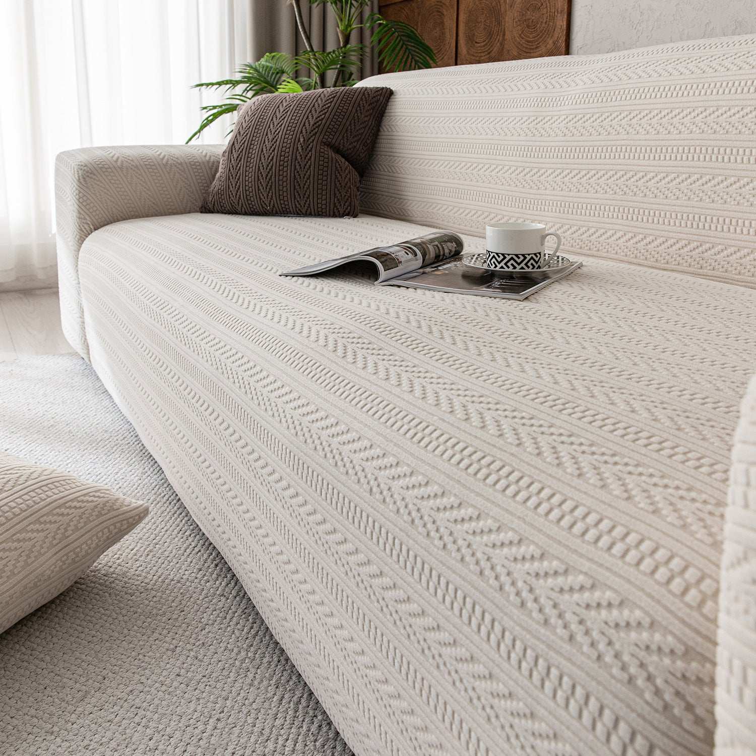 Thick Elastic Sofa Cover Slipcover for Living Room Stretchy Polar Fleece Chair Cover