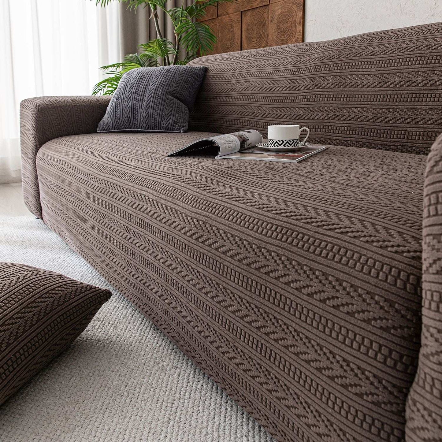 Thick Elastic Sofa Cover Slipcover for Living Room Stretchy Polar Fleece Chair Cover