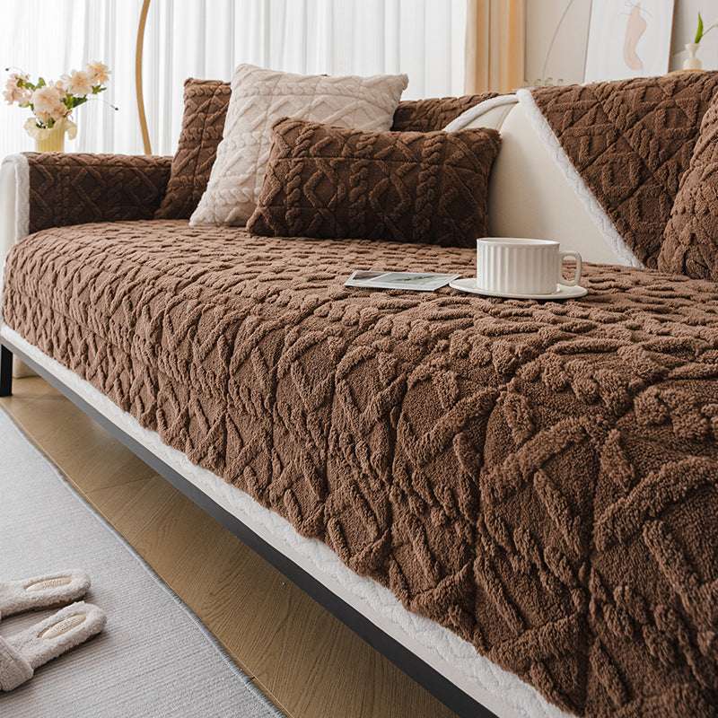 Cozy Plush Sofa Cushion Cover Velvet Seat Chair Cover Durable Slipcover