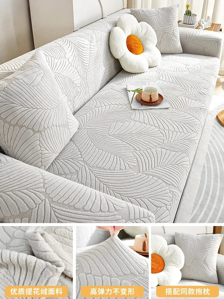 Jacquard Velvet Cushion Couch Cover Anti-cat Scratch Sectional Sofa Cover 