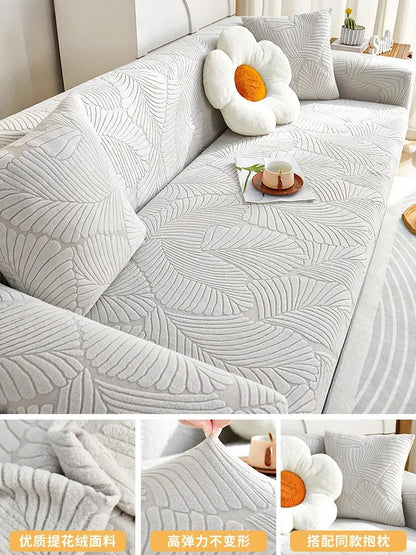 Jacquard Velvet Cushion Couch Cover Anti-cat Scratch Sectional Sofa Cover 