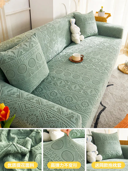Thick Elastic Sofa Cover Slipcover Stretchy Polar Fleece Seater Corner Couch Cover 
