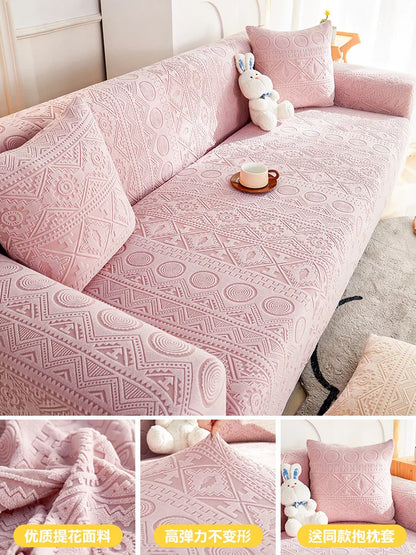 Thick Elastic Sofa Cover Slipcover Stretchy Polar Fleece Seater Corner Couch Cover 