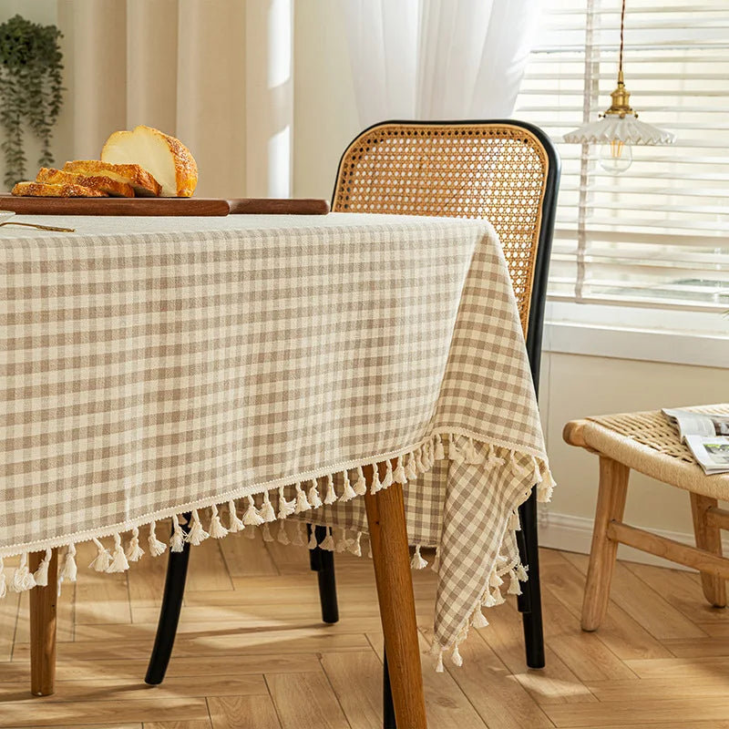 Plaid Tablecloth for Dining Table Durable Thickened Tea Table Cover