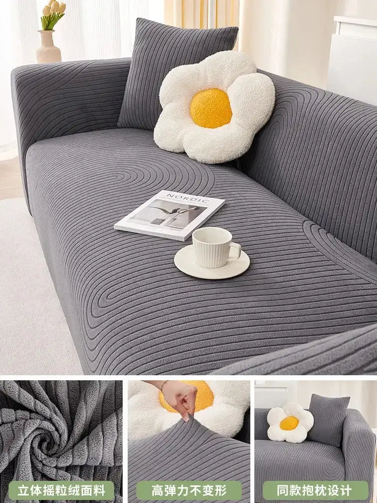 Elastic Jacquard L-Shaped Sofa Covers Stretchy Slipcover