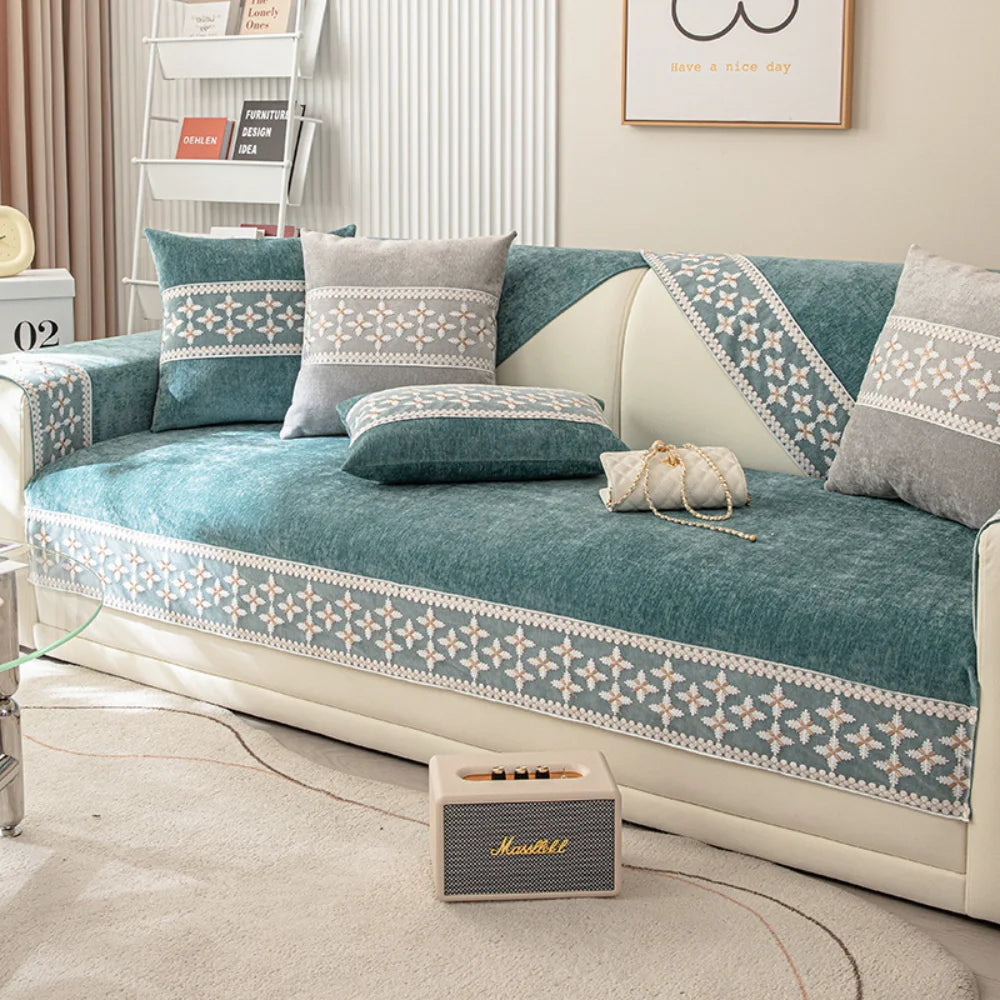 Anti-scratch I-shaped Sofa Cover Chenille Slipcover Durable Chair Protector 