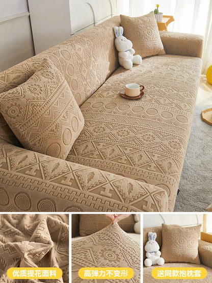 Thick Elastic Sofa Cover Slipcover Stretchy Polar Fleece Seater Corner Couch Cover 