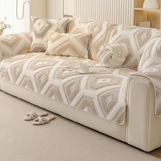 Jacquard Plush Warm Sofa Couch Cover Soft Fuzzy Couch Covers