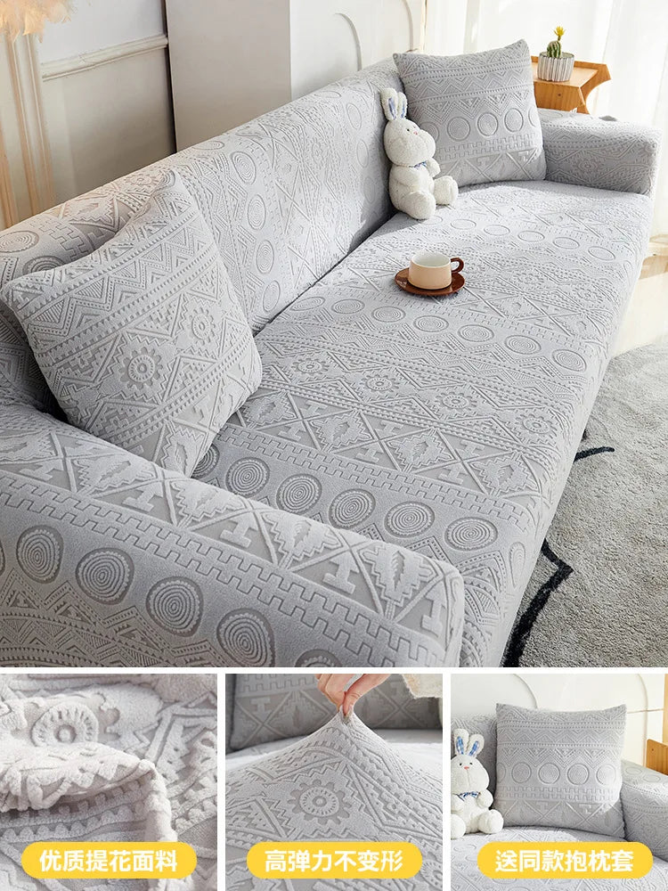 Thick Elastic Sofa Cover Slipcover Stretchy Polar Fleece Seater Corner Couch Cover 