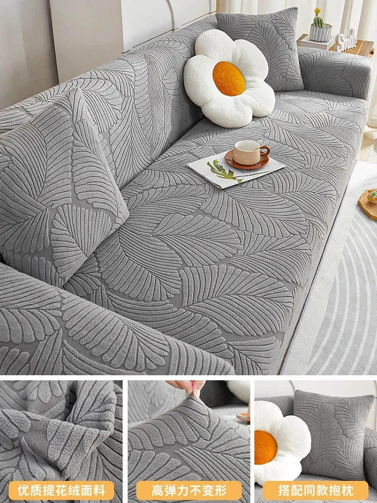 Jacquard Velvet Cushion Couch Cover Anti-cat Scratch Sectional Sofa Cover 