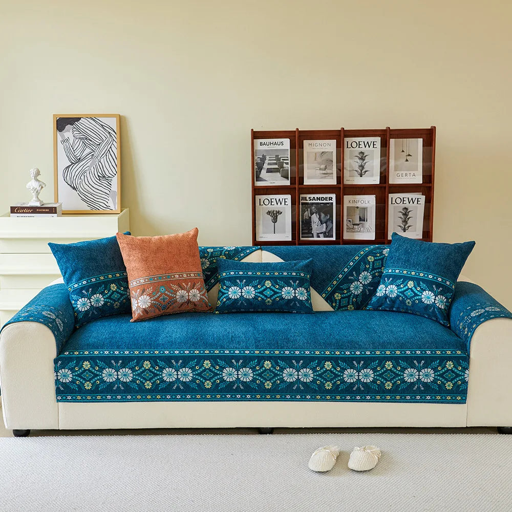 Boho Durable I-shaped Sofa Cover Anti-scratch Cushion Couch Cover Non-slip Slipcover 