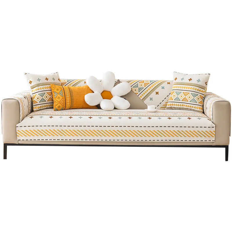 Boho Chenille I-shaped Sofa Cover Universal Non-slip Cushion Couch Cover 