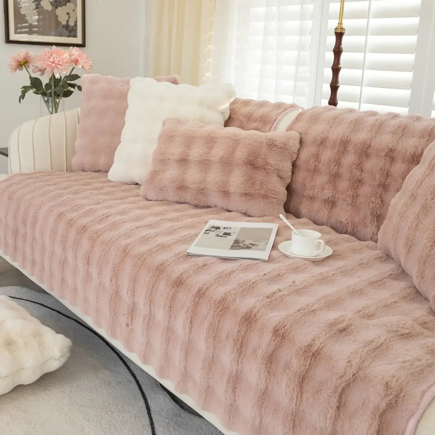 Thickened Plush Sofa Cover Soft Warm Futon Couch Cover Velvet Slipcover