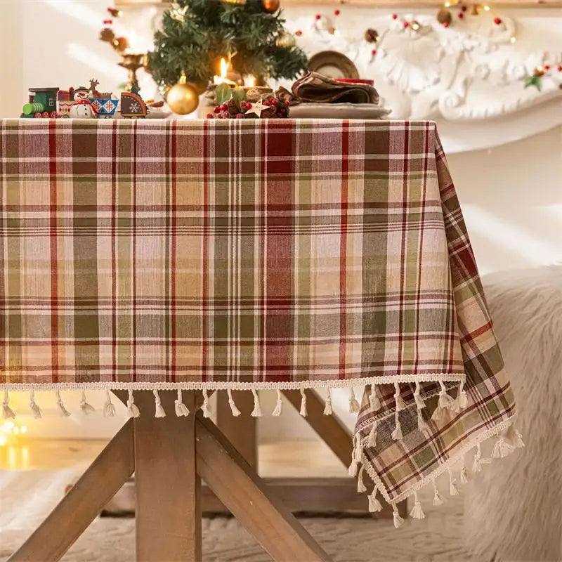 Rustic Plaid Thanksgiving Table Decor Christmas Tabletop Table Cloth