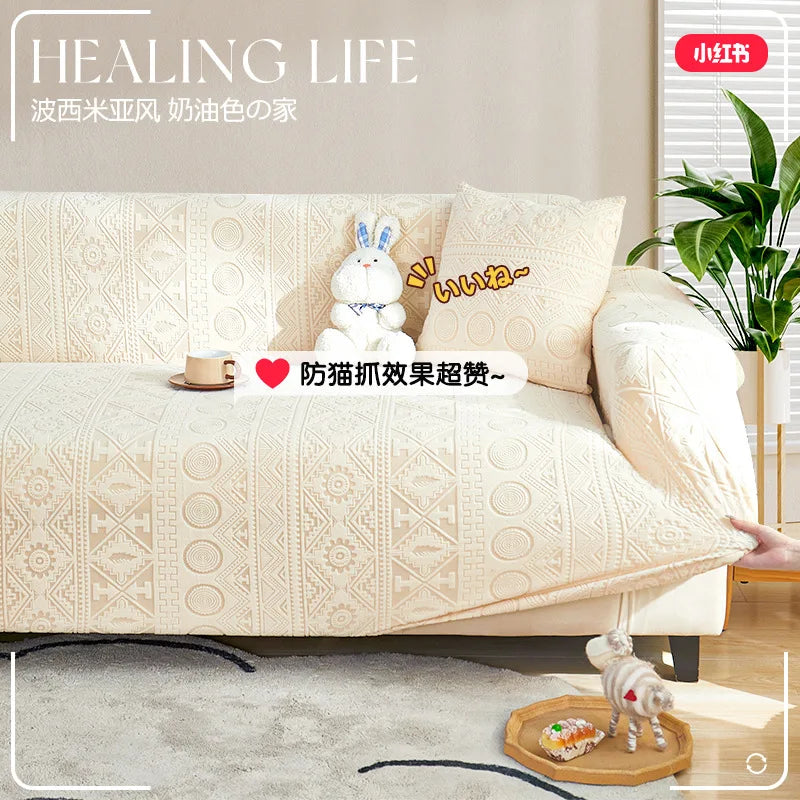 Thick Elastic Sofa Cover Slipcover Stretchy Polar Fleece Seater Corner Couch Cover 