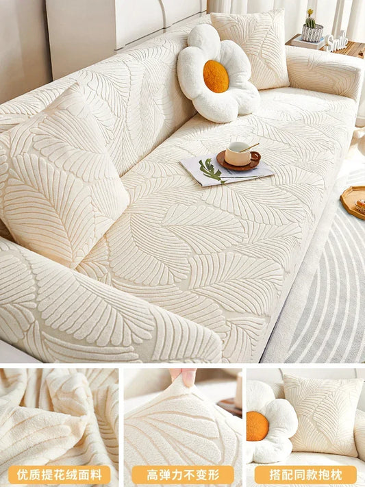 Jacquard Velvet Cushion Couch Cover Anti-cat Scratch Sectional Sofa Cover 