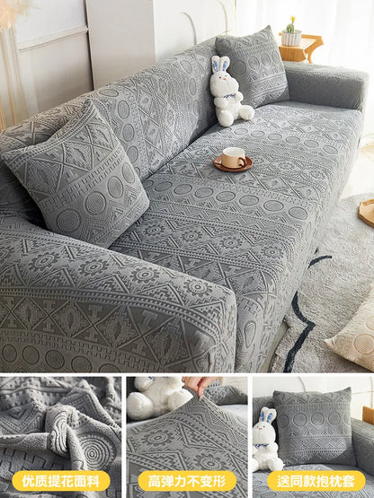 Thick Elastic Sofa Cover Slipcover Stretchy Polar Fleece Seater Corner Couch Cover 