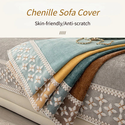 Anti-scratch I-shaped Sofa Cover Chenille Slipcover Durable Chair Protector 