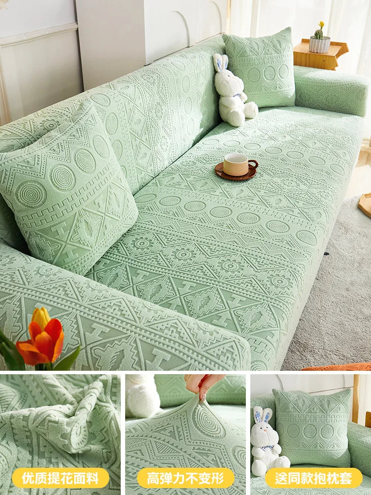 Thick Elastic Sofa Cover Slipcover Stretchy Polar Fleece Seater Corner Couch Cover 