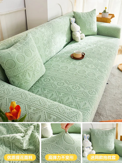 Thick Elastic Sofa Cover Slipcover Stretchy Polar Fleece Seater Corner Couch Cover 
