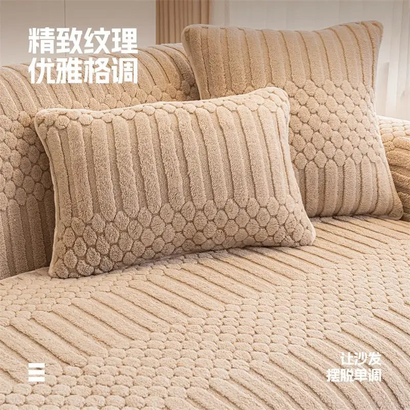 Cozy Plush Couch Cover Non Slip Fluffy Sectional Sofa Covers