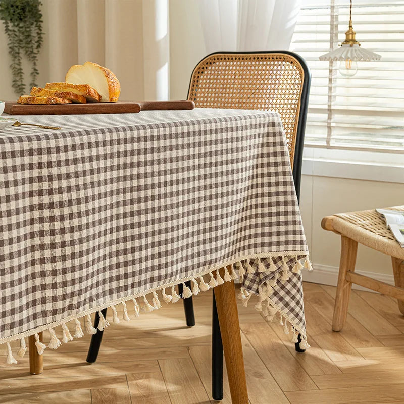 Plaid Tablecloth for Dining Table Durable Thickened Tea Table Cover