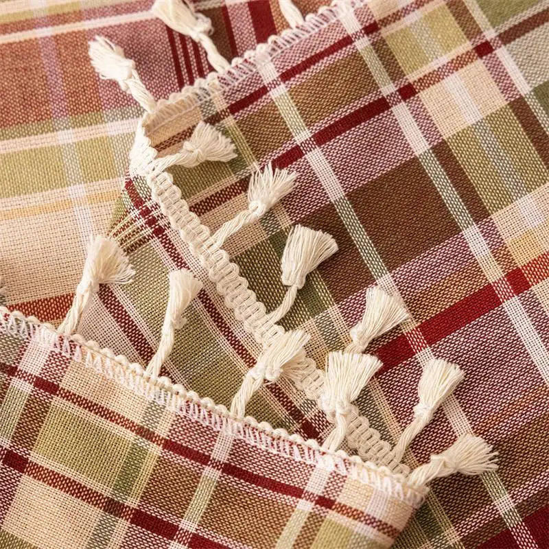 Rustic Plaid Thanksgiving Table Decor Christmas Tabletop Table Cloth